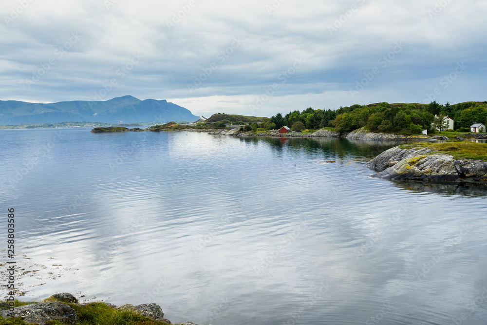 Nordic landscape on the coast near the famous Atlantic Road, More og Romsdal, Norway