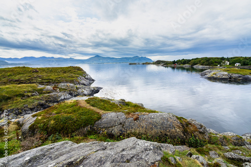 Nordic landscape on the coast near the famous Atlantic Road, More og Romsdal, Norway