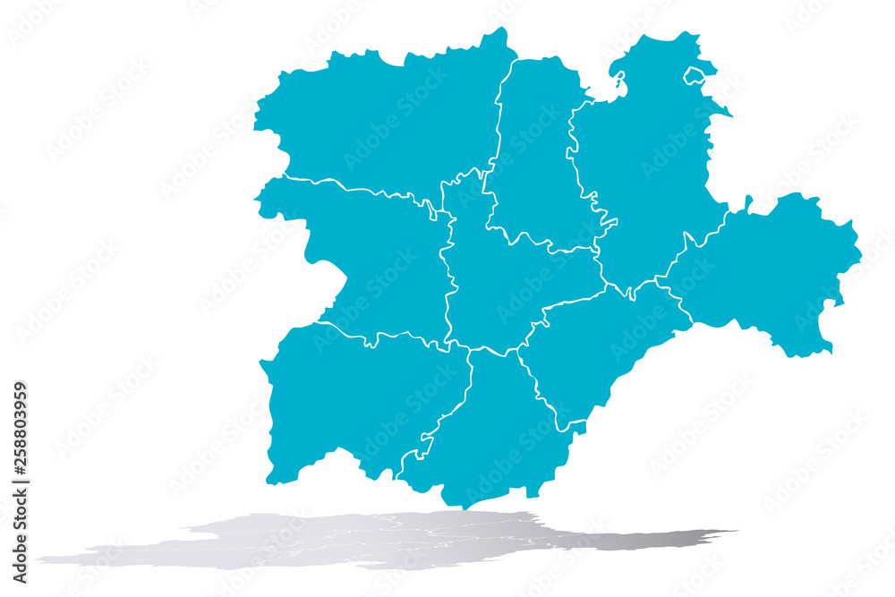 Mapa azul de Castilla y León.