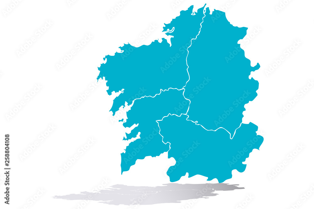 Mapa azul de Galicia.