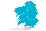 Mapa azul de Galicia.