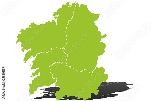 Mapa verde de Galicia.