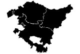 Mapa del País Vasco en negro.