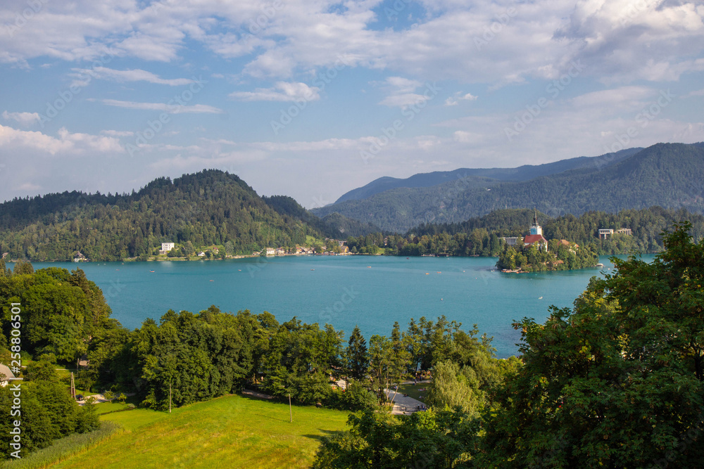 Fototapeta premium View of famous lake Bled in Julian Alps, northwest Slovenia