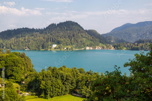 View of famous lake Bled in Julian Alps, northwest Slovenia