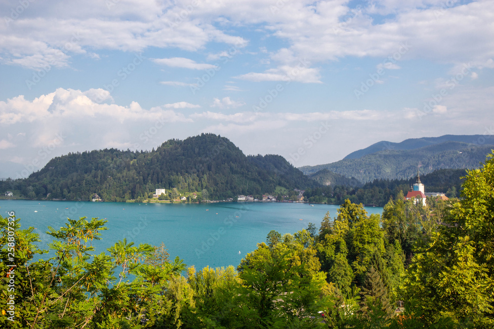 View of famous lake Bled in Julian Alps, northwest Slovenia
