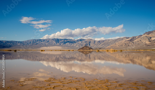 Dry lake beds in Death Valley come to life with water and flood in the winter of 2018 