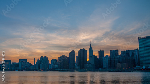 new york city skyline at sunset