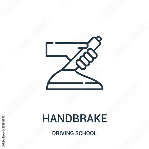handbrake icon vector from driving school collection. Thin line handbrake outline icon vector illustration.