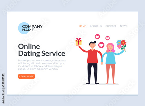 Online dating meeting online banner. Vector design graphic flat cartoon isolated illustration