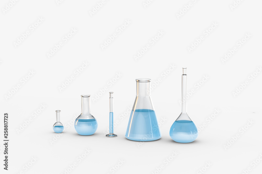 3d rendering, test tube and beaker in the lab 3d rendering, test tube and beaker in the lab