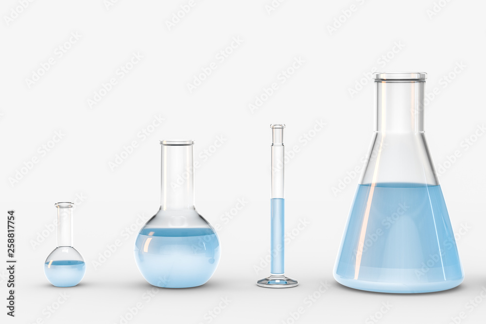 3d rendering, test tube and beaker in the lab 3d rendering, test tube and beaker in the lab