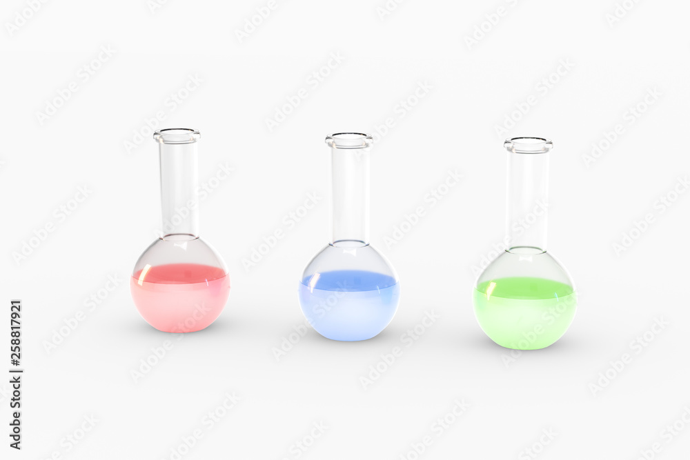 3d rendering, test tube and beaker in the lab 3d rendering, test tube and beaker in the lab
