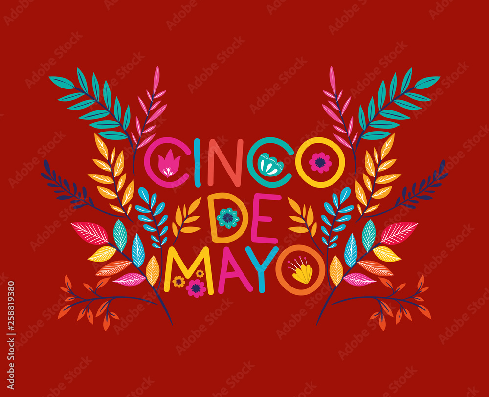 cinco de mayo card with floral decoration