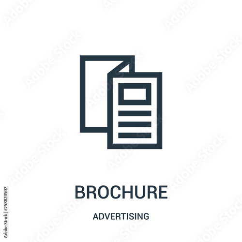 brochure icon vector from advertising collection. Thin line brochure outline icon vector illustration.