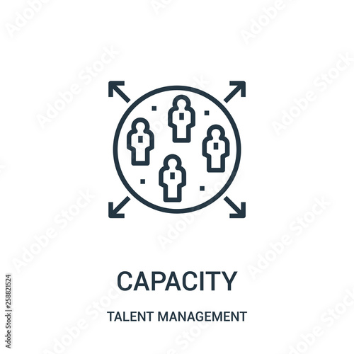 capacity icon vector from talent management collection. Thin line capacity outline icon vector illustration. photo