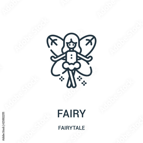 fairy icon vector from fairytale collection. Thin line fairy outline icon vector illustration.