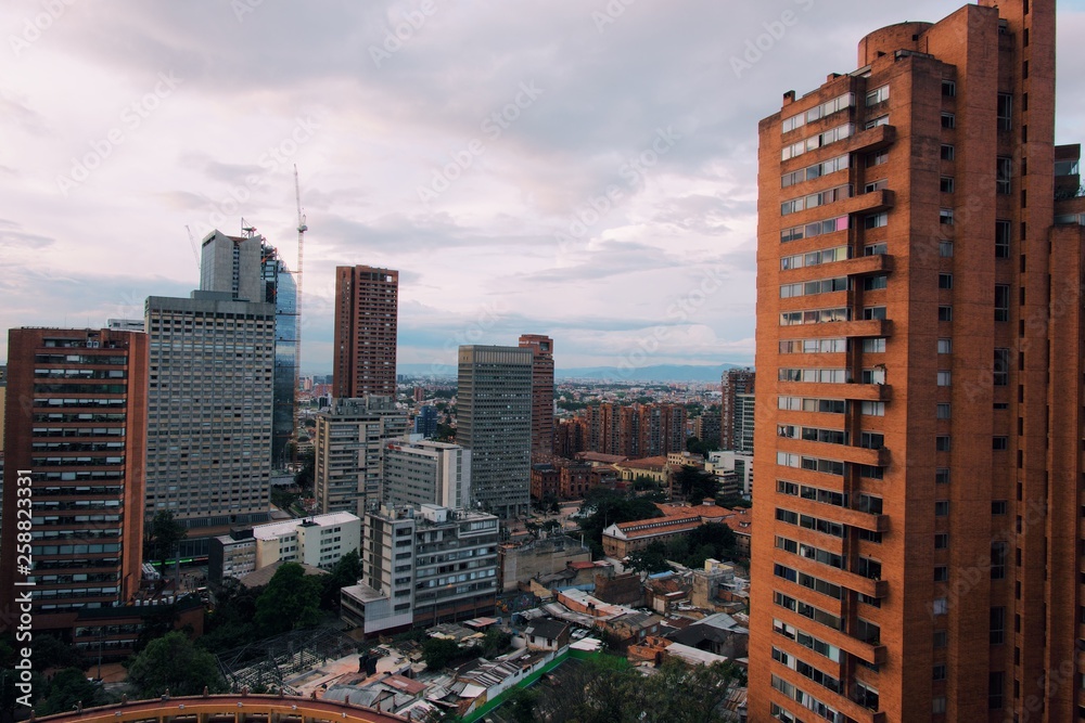 Obraz premium Skyscrapers and cloudy sky in Bogota, colombia