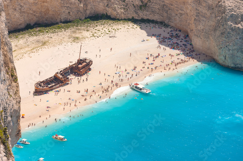 Landscape of a beach with shipwreck