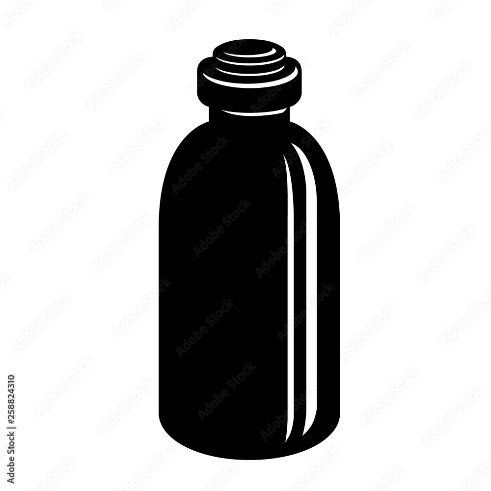 Bottle of medicine with cap simple style icon.