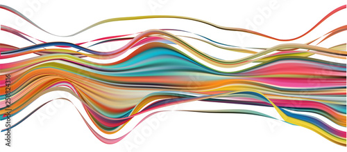 Colorful flow brush stroke. Ribbon isolated line.