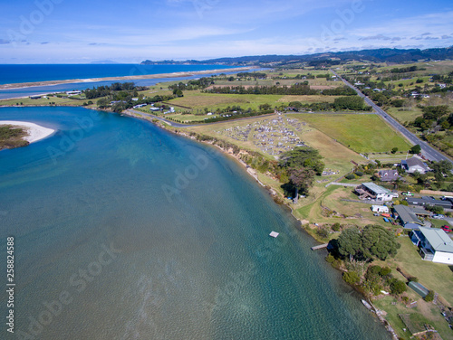 Aerial shot of The waipu River estuary