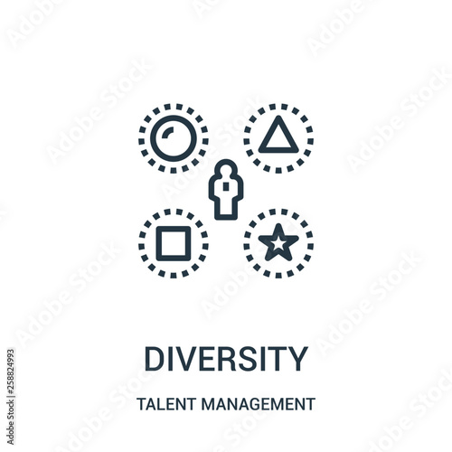 diversity icon vector from talent management collection. Thin line diversity outline icon vector illustration.