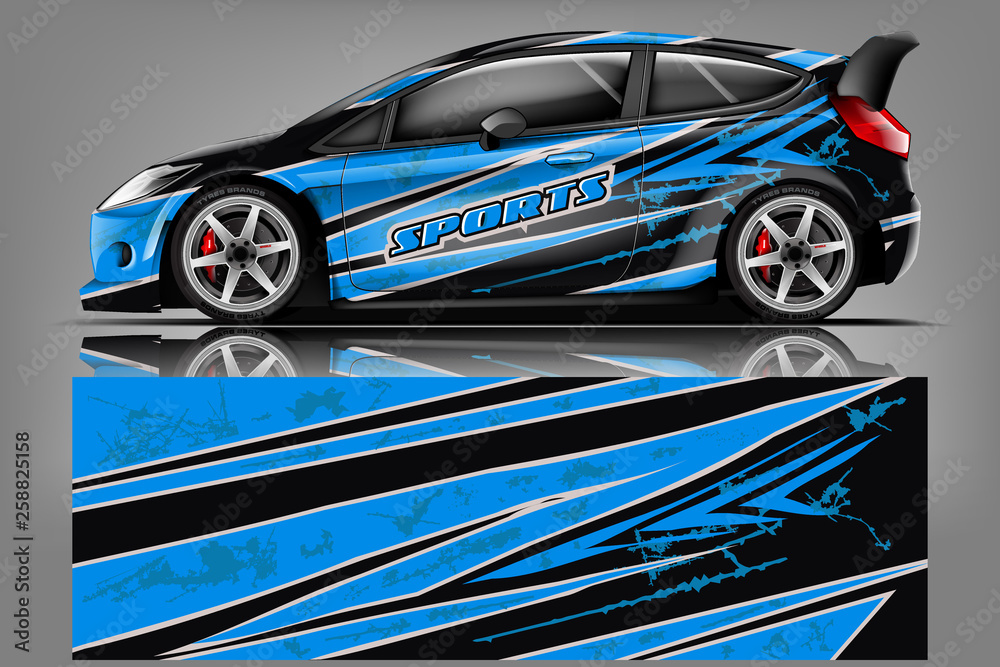 Sport Car decal wrap design vector. Graphic abstract stripe racing