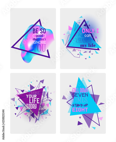 Abstract motivational set of banners, cards vector illustration. Minimalistic...