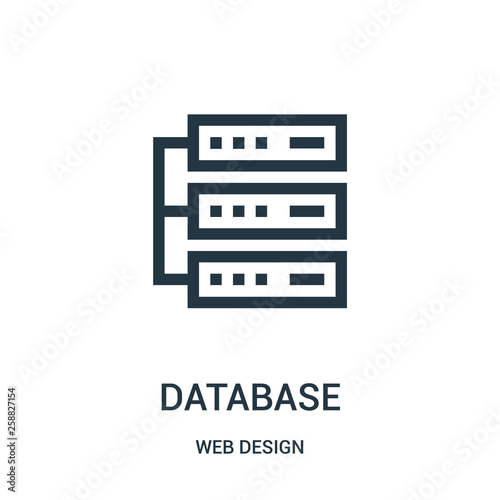 database icon vector from web design collection. Thin line database outline icon vector illustration.