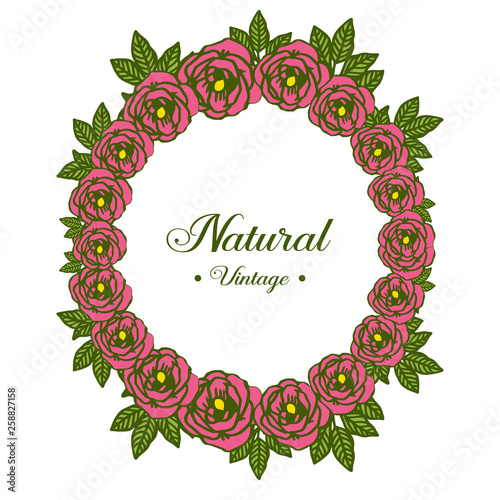 Vector illustration writing natural vintage with decor rose wreath frames © StockFloral
