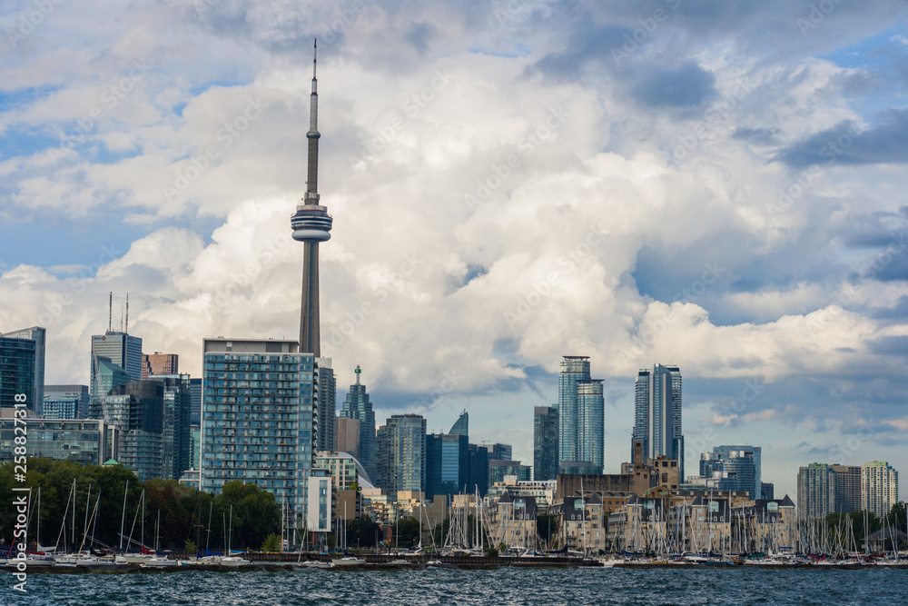 landscape of the city Toronto. Cloudy sky