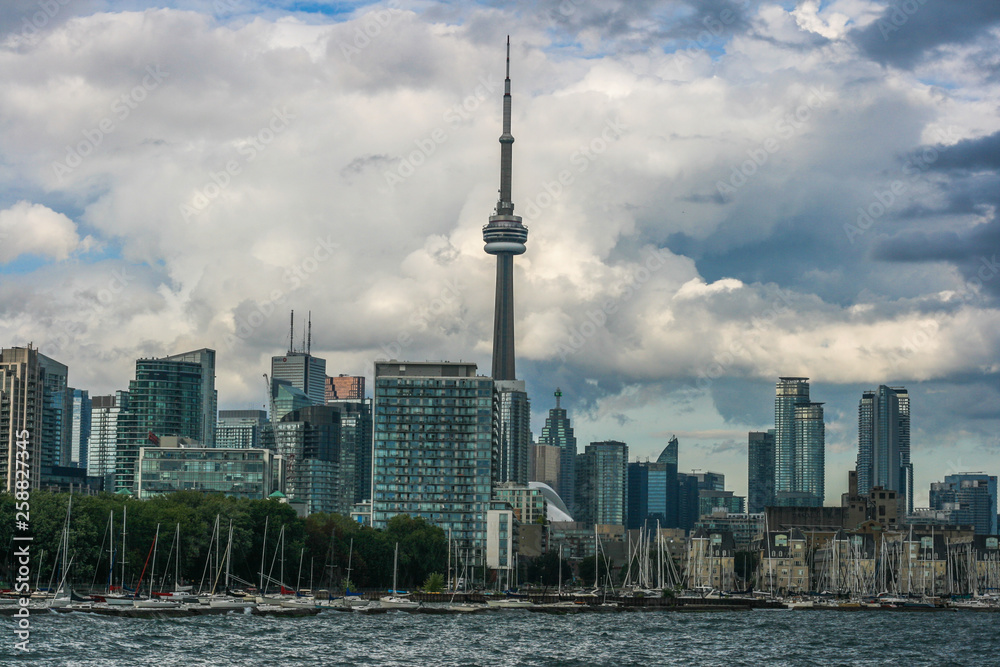 landscape of the city Toronto. Cloudy sky