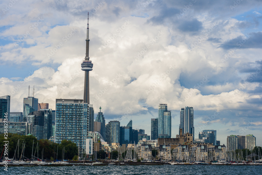 landscape of the city Toronto. Cloudy sky