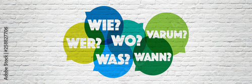 W-Fragen: wer, wie, was, wo, wann, warum photo