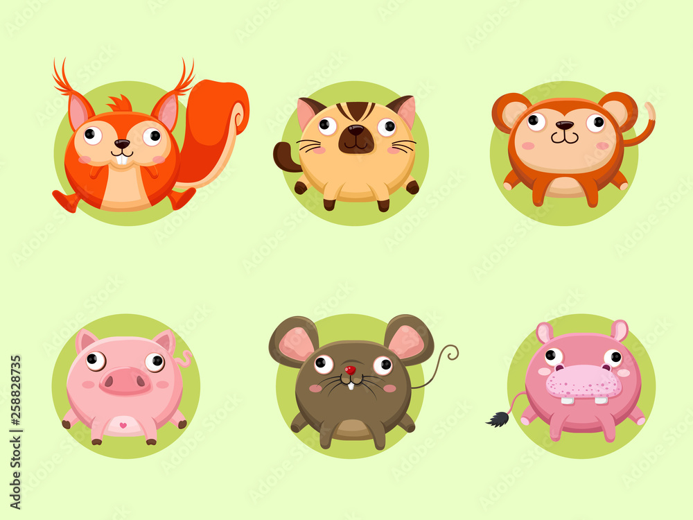 Cute cartoon animals collection. Vector Illustration With Cartoon Style Funny Animal Cute cartoon animals collection. Vector Illustration With Cartoon Style Funny Animal