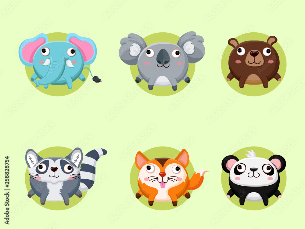 Cute cartoon animals collection. Vector Illustration With Cartoon Style Funny Animal Cute cartoon animals collection. Vector Illustration With Cartoon Style Funny Animal
