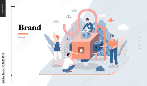 Technology 3 -Brand modern flat vector concept digital illustration branding metaphor, company brand promotion. Business workflow and team management Creative landing web page design template