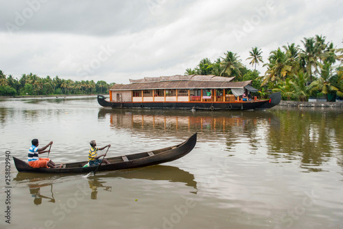 Houseboat in backwaters at Alappuzha, Kerala , India