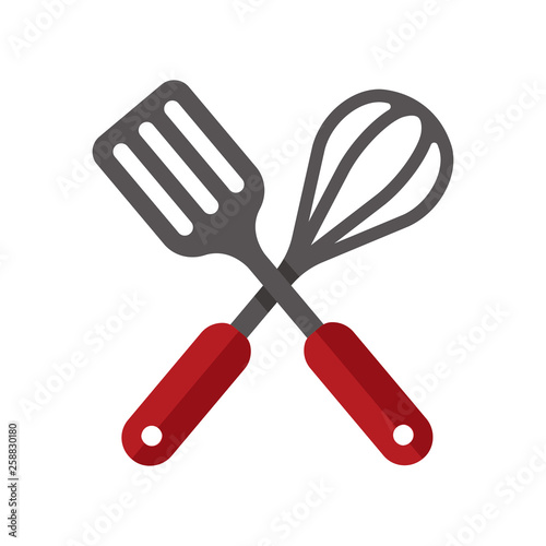 kitchen utensils icon (spatula & whisk) /crossed 