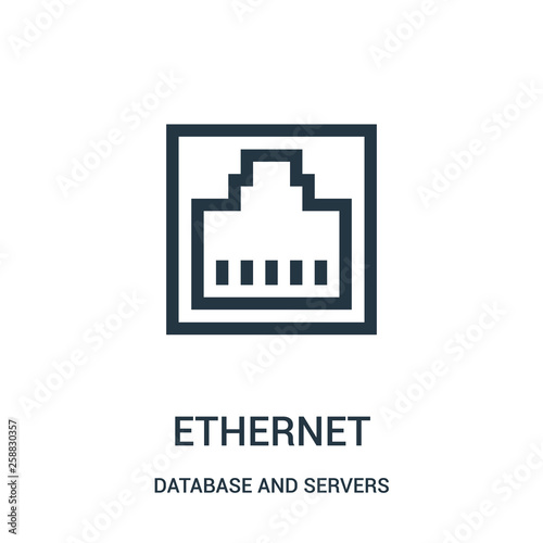 ethernet icon vector from database and servers collection. Thin line ethernet outline icon vector illustration. photo