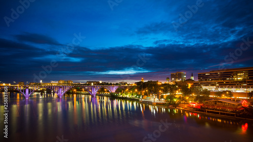 Downtown Knoxville, TN, by riverfront after sunset photo
