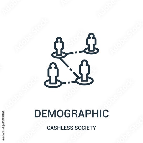 demographic icon vector from cashless society collection. Thin line demographic outline icon vector illustration. photo