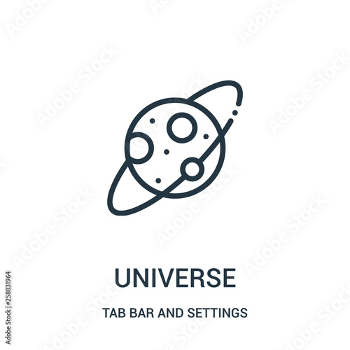 universe icon vector from tab bar and settings collection. Thin line universe outline icon vector illustration.