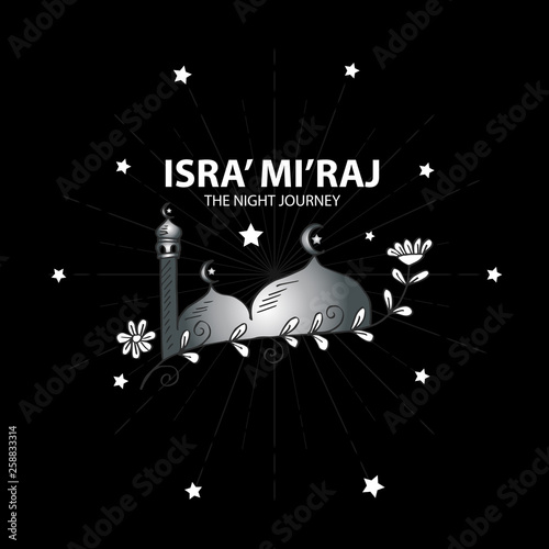Isra' mi'raj illustration. Isra' mi'raj is the holly history of moslem about Mohammad prophet in night journey.  photo