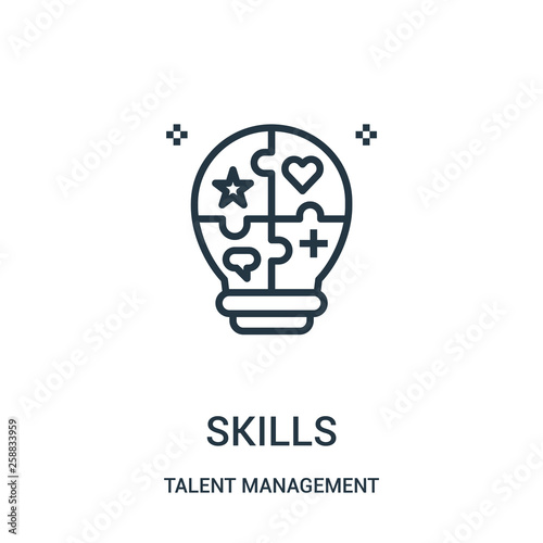 skills icon vector from talent management collection. Thin line skills outline icon vector illustration. photo