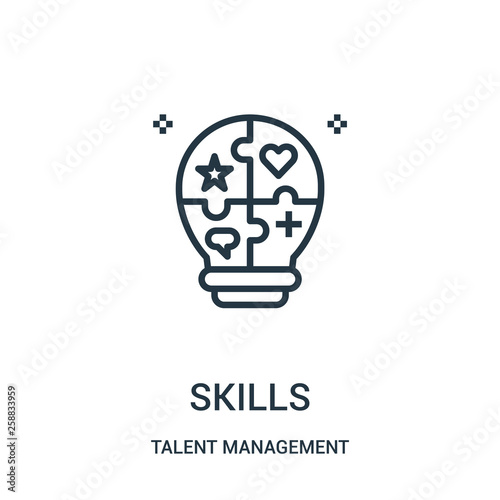 skills icon vector from talent management collection. Thin line skills outline icon vector illustration.