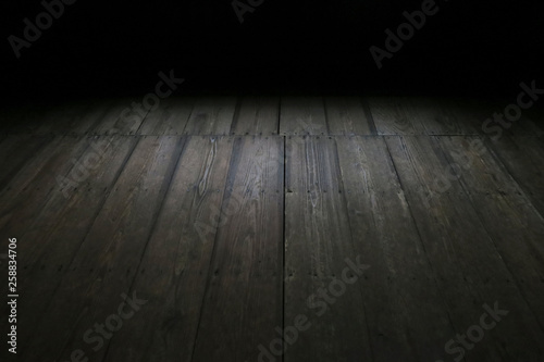 暗い板目の床