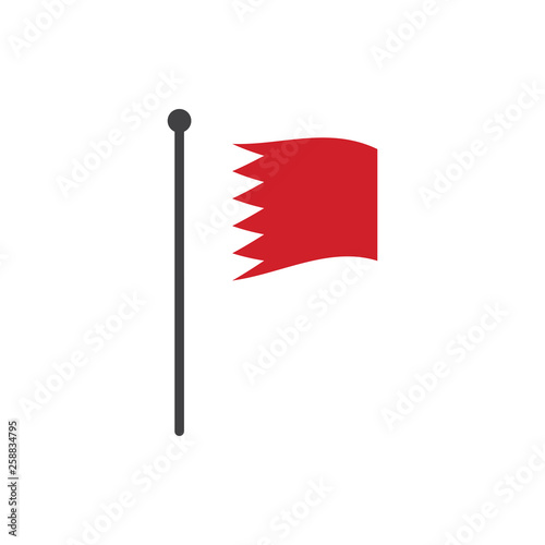 bahrain  flag with pole icon vector isolated on white background