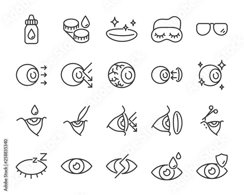 set of eye icons, such as eyedropper, sensitive, blind, eyeball, eyeproblem, lens